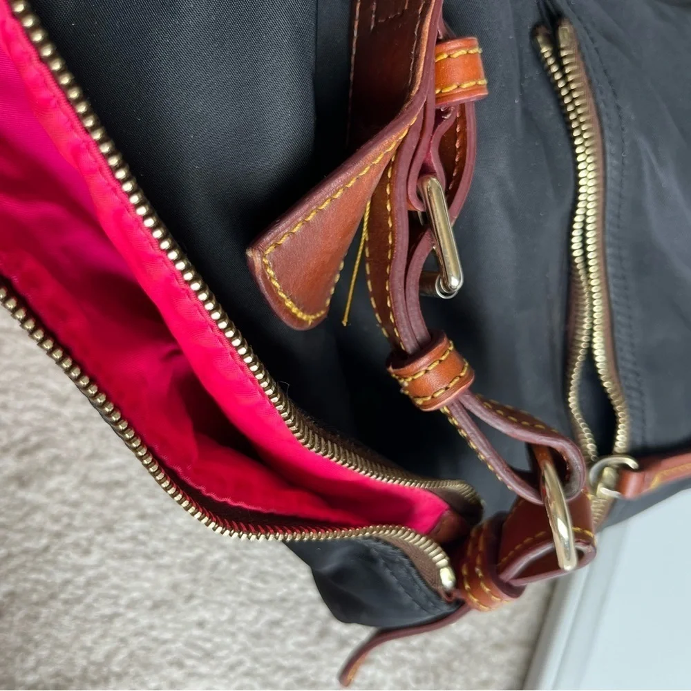 Dooney & Bourke Black Tote with Brown Leather and Gold Tag - Picture 10 of 13